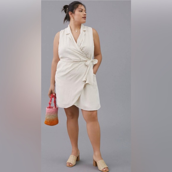 Anthropologie Dresses & Skirts - Anthropology Linen Sleeveless Midi Trench Dress in Cream XS